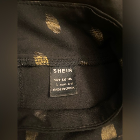 SHEIN Black & Gold Brush Dot Dress w/ Ruffled Bottom - Picture 3 of 5